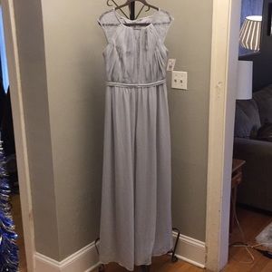 Long Grey/Blue Chiffon Bridesmaid Dress. Size 12.